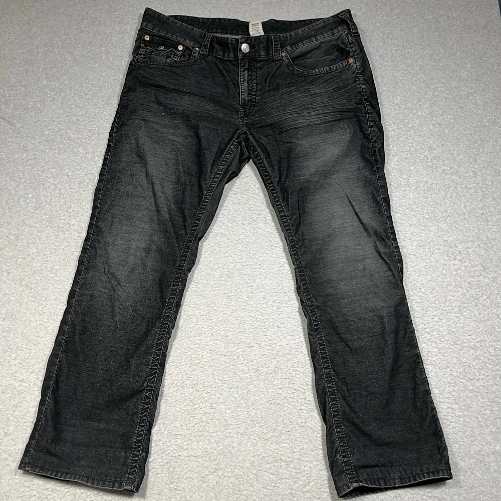 True Religion Pants Mens 38x32 Black Ricky Corduroy Cotton Blend Dark Y2K Stretc